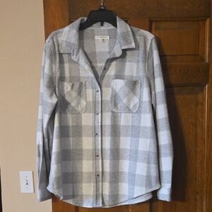 Beachlunchlounge Light Gray Plaid Shacket